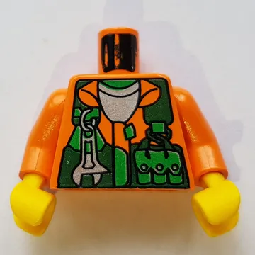 Torso Shirt, Green Vest, Wrench and Pockets Print (Sparks), Orange Arms, Yellow Hands