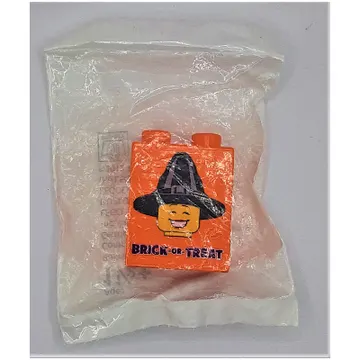 Duplo Brick 1 x 2 x 2 with Bottom Tube with Smiling Witch / 'Legoland California Resort Brick-or-Treat Party Nights 2015' print