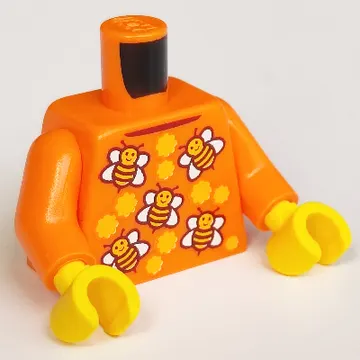 Torso, Bees, Bright Orange Spots (Honey) Print, Orange Arms, Yellow Hands