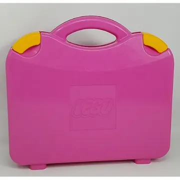 Storage Case, with Rounded Corners, Dark Pink Lid, Bright Light Orange Latches