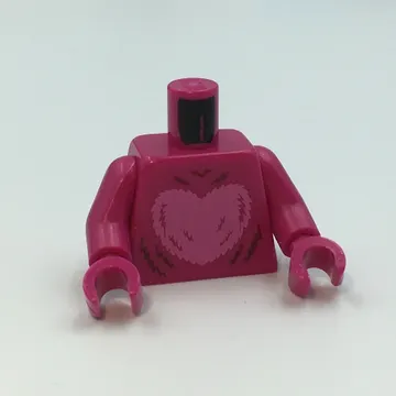 Torso, Bright Pink Heart, Fur, Zipper on Back print with Magenta Arms and Hands