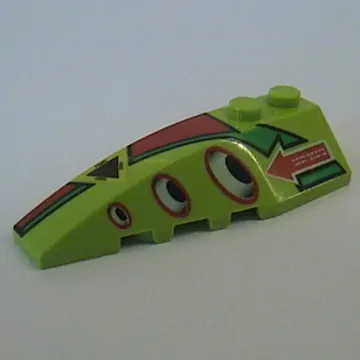 Brick Wedged, Curved 6 x 2 Left with 3 Ovals Print