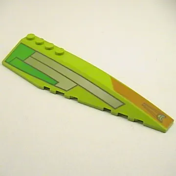 Brick Wedged, Curved 12 x 3 Right with Silver Panels, and Green and Orange Print