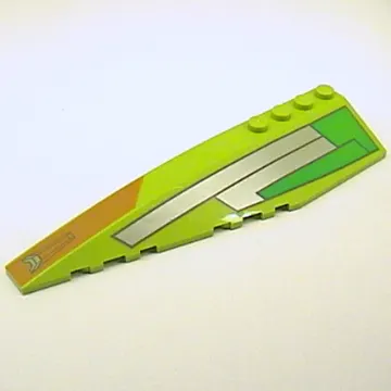 Brick Wedged, Curved 12 x 3 Left with Silver Panels, and Green, Orange Print