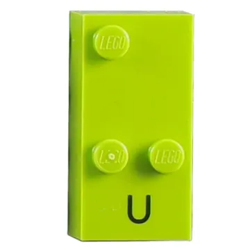 Braille Brick 2 x 4 with 3 Studs ⠥ and 'U' Print