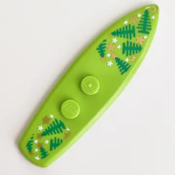 Sports Surfboard Standard with Green Christmas Trees, White and Golden Stars Print