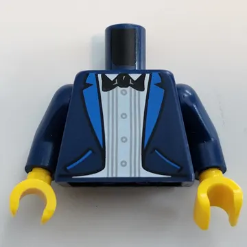 Torso Jacket, White Shirt, Black Bow Tie print, with Dark Blue Arms and Yellow Hands