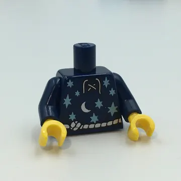 Torso Shirt, Lace-up with Moon and Stars and Silver Rope Belt Print, Dark Blue Arms, Yellow Hands