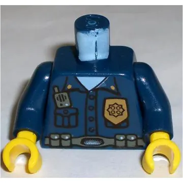 Torso Highway Patrol 2, Shirt with Gold Badge and Radio Print, Dark Blue Arms, Yellow Hands