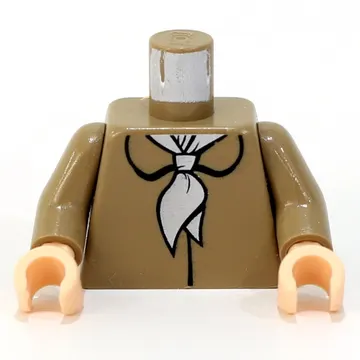 Torso Coat with White Scarf Print, Dark Tan Arms, Light Nougat Hands