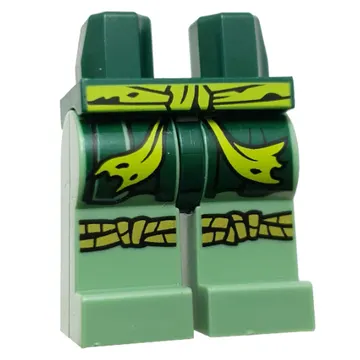 Hips and Sand Green Legs with Lime Sash, Dark Green Robe Ends, Rope for Knee Wraps print