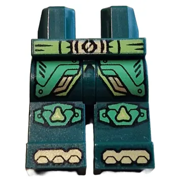 Hips and Dark Green Legs with Lime Belt, Gold Belt Buckle, Toes, Bright Green Robe Ends, Knee Pads print