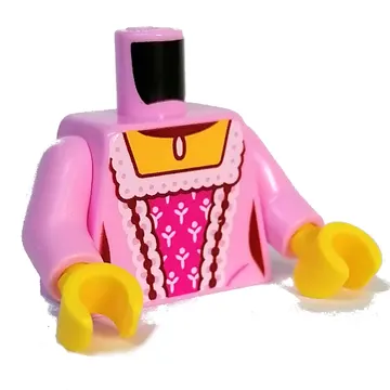 Torso, Dark Pink Underdress, White Trim print, Bright Pink Arms, Yellow Hands