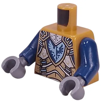 Torso Armor, Gold and Silver Plates, Dark Blue and Light Blue Falcon on Shield print, Dark Blue Arms, Dark Bluish Gray Hands