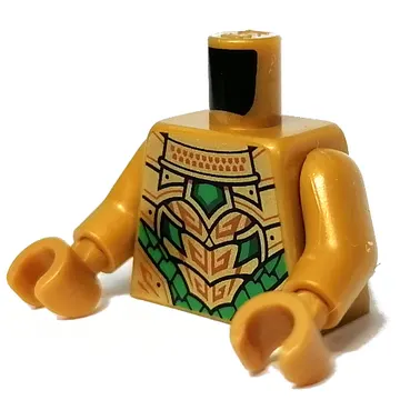 Torso Armor with Green Stones print, Pearl Gold Arms and Hands