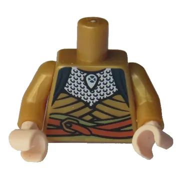 Torso Robe with Silver Scale Mail and Orange Belt Print, Pearl Gold Arms, Light Nougat Hands