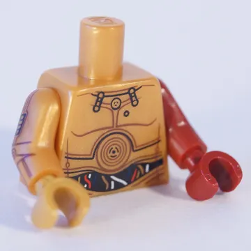Torso, Odd Arms and Hands, Metal Panels, Red and White Wires Print (C-3PO), Left Dark Red Arm and Hand, Right Pearl Gold Arm and Hand