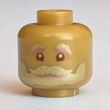 Minifig Head Santa, Gold Eyebrows and Beard, Smile Print