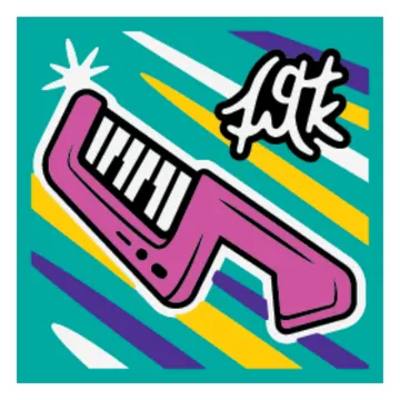 Tile 2 x 2 with Keytar print