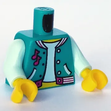 Torso Jacket with Pockets over Light Aqua Top, Magenta Music Notes Print, Light Aqua Arms, Yellow Hands