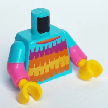 Torso, Dual Molded Arms, Magenta, Orange Yellow Decorations Print, Medium Azure Sleeves Pattern, Dark Pink Arms, Yellow Hands