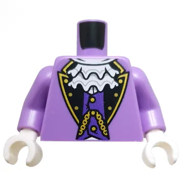 Torso Jacket, Black Collar, Gold Trim, Chain, White Ruff, Lavender Shirt print, Medium Lavender Arms, White Hands