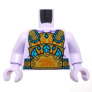 Torso Armor, Gold and Orange Plates with Dark Turquoise Jewels Print, Lavender Arms and Hands
