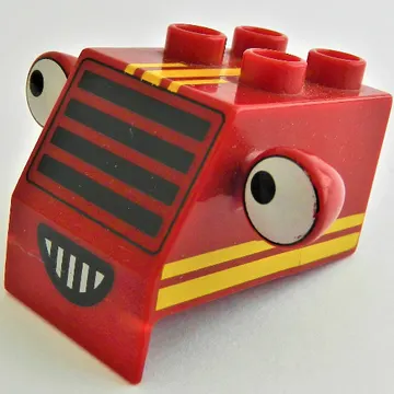 Duplo Forklift Front with Grille, Yellow Stripes and White Headlight Eyes Print (Sumsy)