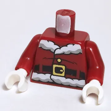 Torso Santa Jacket with Fur, Black Belt, Button and Candy Cane Print, Dark Red Arms, White Hands