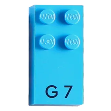 Braille Brick 2 x 4 with 4 Studs ⠛ and 'G 7' Print