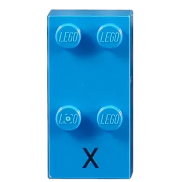 Braille Brick 2 x 4 with 4 Studs ⠭ and 'X' Print