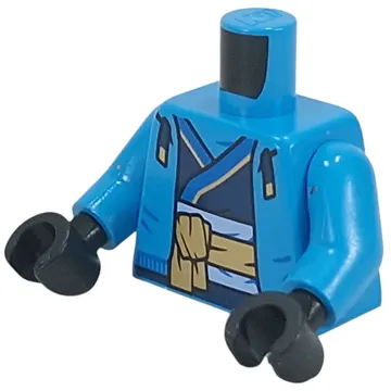 Torso, Hoody over Dark Blue Ninja Robes, Blue/Gold Trim, Sash print, Dark Azure Arms, Black Hands