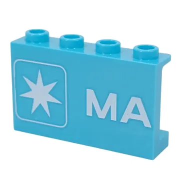 Panel 1 x 4 x 2 with White Star, 'MA' print