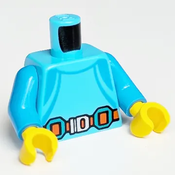 Torso Wetsuit with Orange Belt Print, Dark Azure Arms, Yellow Hands
