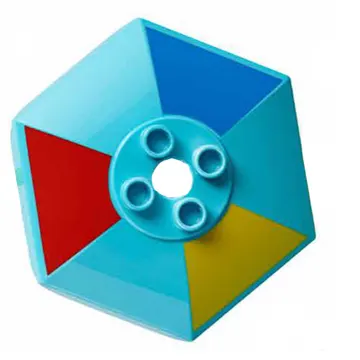 Duplo Umbrella / Parasol Top with Axle Hole with Red, Blue and Yellow Triangles Print