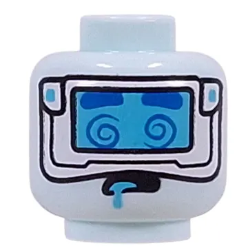 Minifig Head Dreamling, Silver Goggles with Medium Blue Visor, Gold Dots on Back