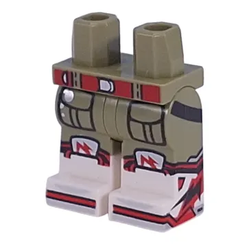 Hips with Olive Green Legs and White Boots Pattern with Red Belt, Pockets, Sneaker with Red Laces print