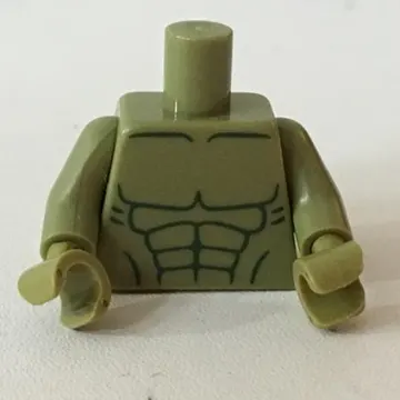Torso Bare Chest with Dark Green Muscles Outline Print (Hulk), Olive Green Arms and Hands