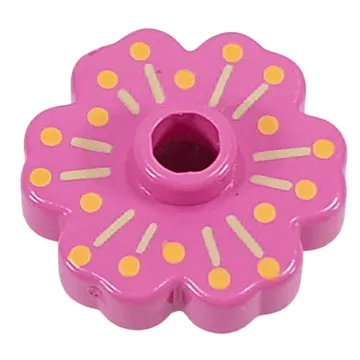 Plant, Flower 2 x 2 - Rounded with Med Green Radiating Lines and Med Orange Dots (Pistil) Print