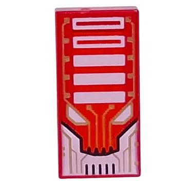 Tile 1 x 2 with Gold Circuitry, White Bars, Eyes print