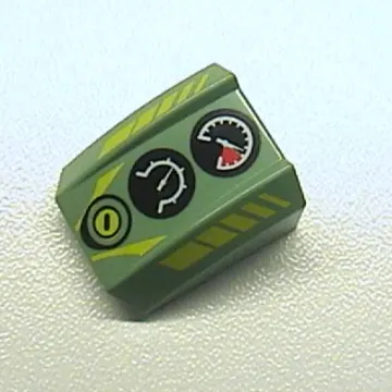 Brick Curved 2 x 2 with Lip, No Studs with Gauges and Yellow Line Print