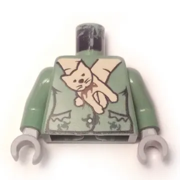Torso Jacket with Cat Scarf Print (Professor Snape Boggart), Sand Green Arms, Light Bluish Gray Hands