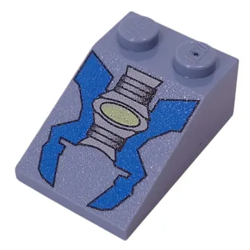 Brick Sloped 33° 3 x 2 with Blue/Gray Machinery Print