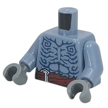 Torso, Dark Blue Patterns, Dark Red Belt print, Sand Blue Arms, Dark Bluish Gray Hands