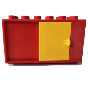 Duplo Vehicle Container 6 x 3 with Yellow Sliding Door and Two Round Yellow Arrows Pointing Up and Down Print