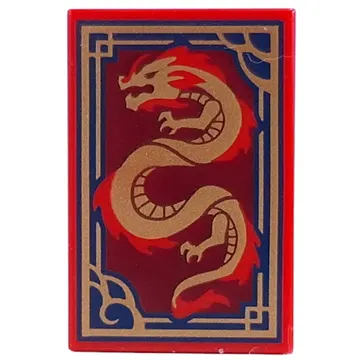 Tile 2 x 3 with Gold/Red Dragon, Dark Blue/Gold Border print