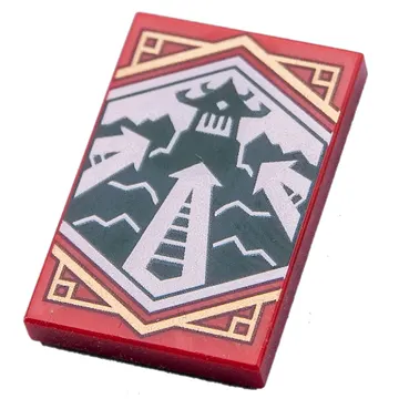 Tile 2 x 3 with Dark Green Ninjago Flag print
