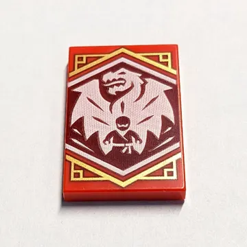 Tile 2 x 3 with White Ninjago Flag print