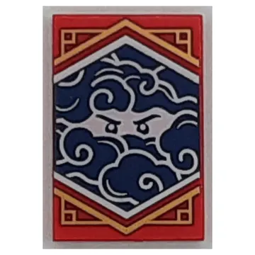 Tile 2 x 3 with Blue Ninjago Flag print