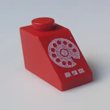 Brick Sloped 45° 2 x 1 without Bottom pin, with White Rotary Dial Print